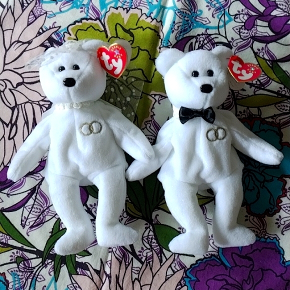 Ty "Mr and Mrs" Teddy Bear Beanie Baby Bundle - Picture 2 of 12